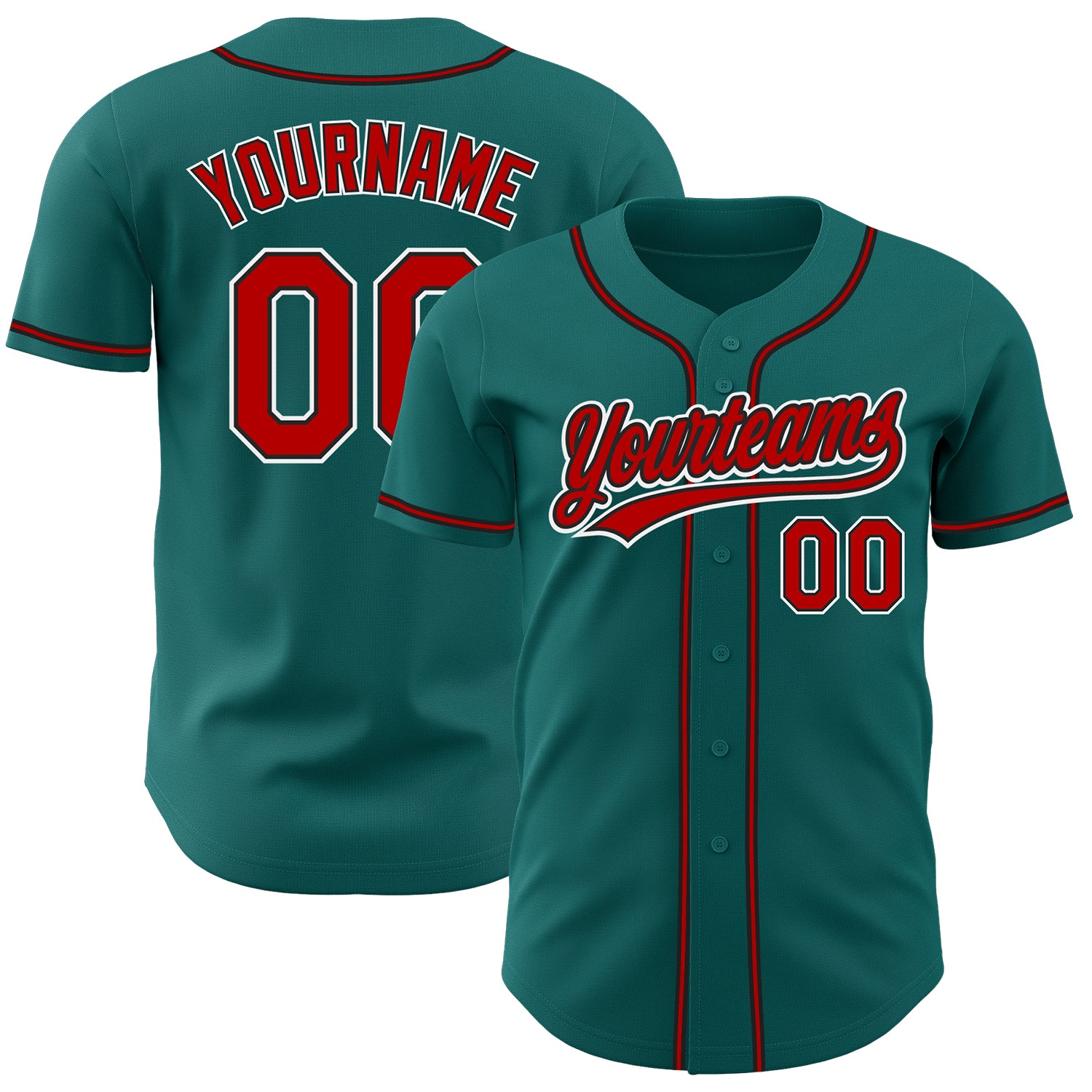 Custom Teal Red-Black Authentic Baseball Jersey Discount