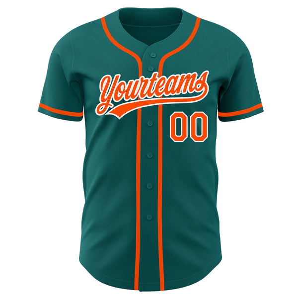 Cheap Custom Texas Orange Teal-White Authentic Baseball Jersey