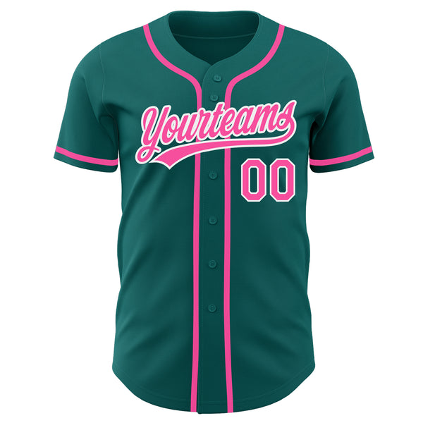 Cheap Custom Pink White-Black Authentic Baseball Jersey Free