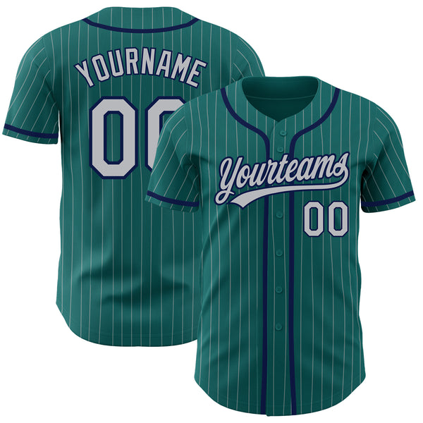 Cheap Custom Teal Gray Pinstripe Gray-Navy Authentic Baseball Jersey Free  Shipping – CustomJerseysPro