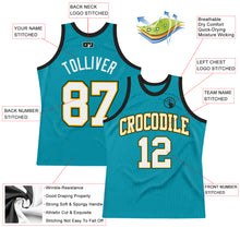 Laden Sie das Bild in den Galerie-Viewer, Custom Teal White Gold-Black Authentic Throwback Basketball Jersey
