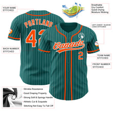 Charger l&#39;image dans la galerie, Custom Teal White Pinstripe Orange Authentic Baseball Jersey
