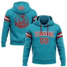 Charger l&#39;image dans la galerie, Custom Stitched Teal Red-White Football Pullover Sweatshirt Hoodie
