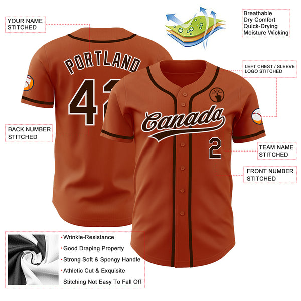 Sale Build White Baseball Authentic Brown Jersey Orange – CustomJerseysPro