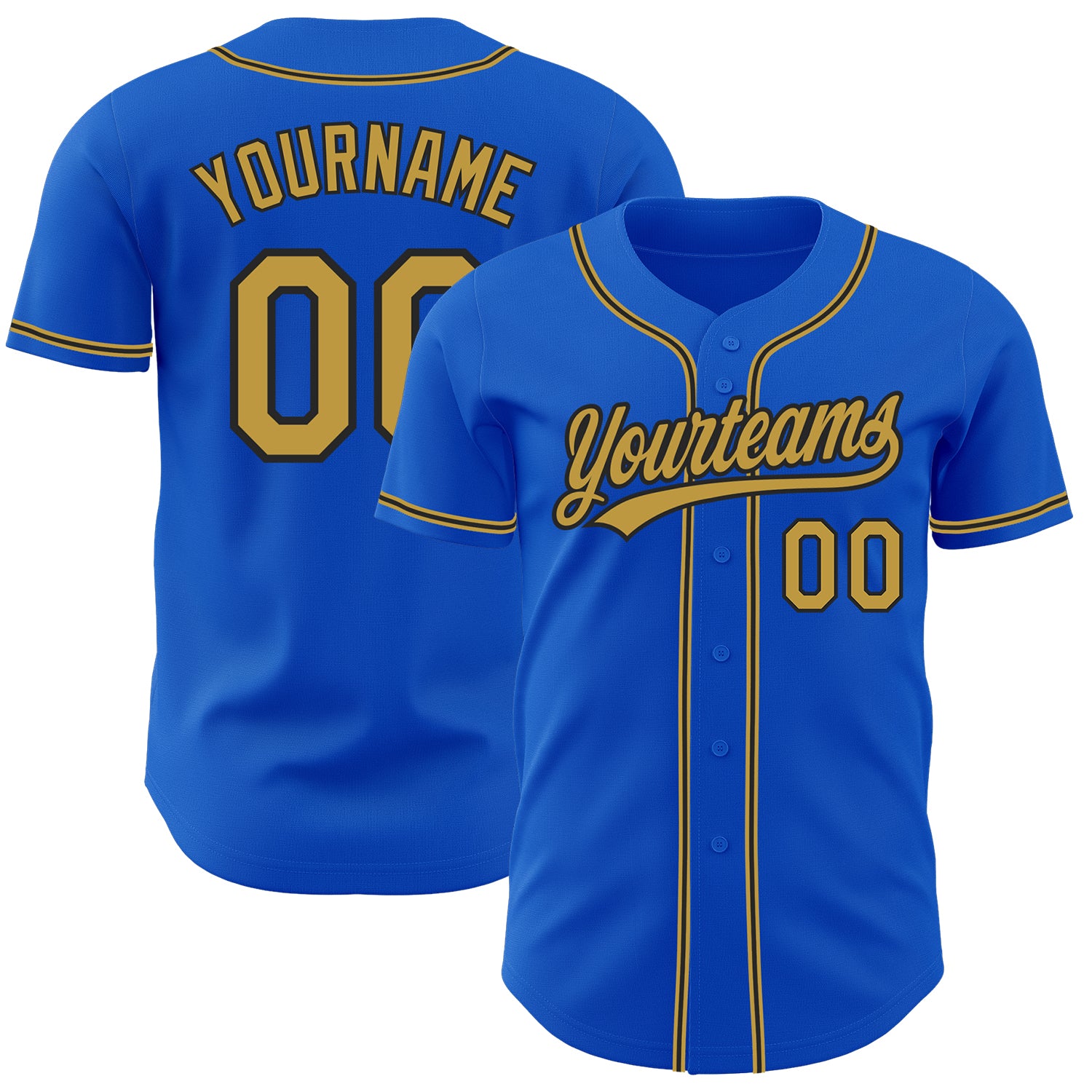 Custom Old Gold Black-White Authentic Baseball Jersey