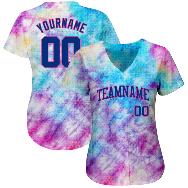 Cheap Custom Tie Dye Light Blue-White 3D Authentic Baseball Jersey Free  Shipping – CustomJerseysPro