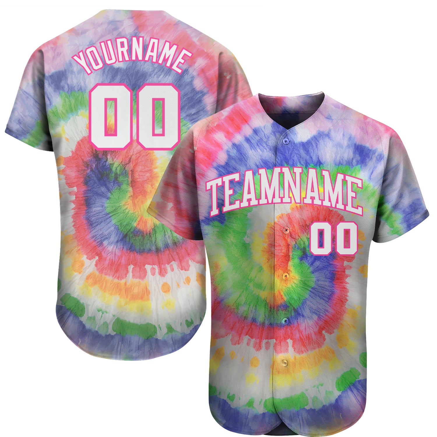 Custom Baseball Jersey Tie Dye Print Personalized Team Name Number Button  Down Short Sleeve Baseball Softball Team Uniform