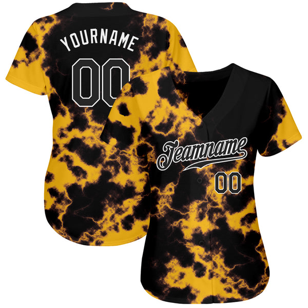 Cheap Custom Black Black-Gold Authentic Baseball Jersey Free