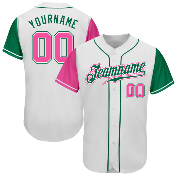Cheap Custom White Pink-Kelly Green Authentic Two Tone Baseball