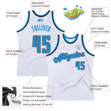 Laden Sie das Bild in den Galerie-Viewer, Custom White Blue-Black Authentic Throwback Basketball Jersey
