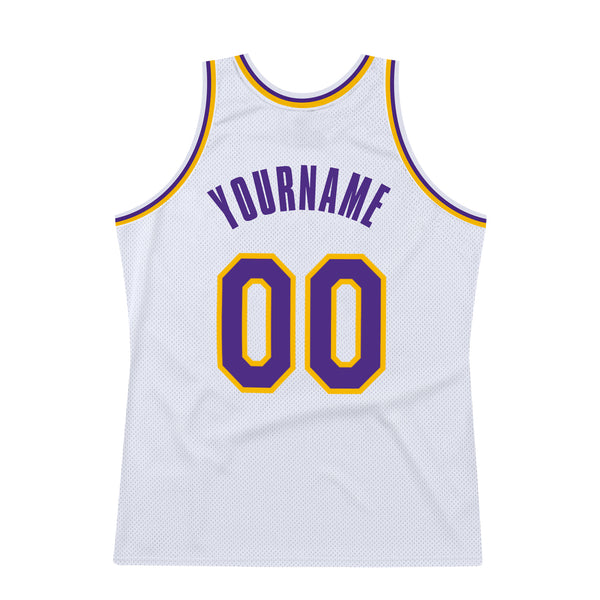 Sale Build Gold Basketball White Rib-Knit Jersey Purple