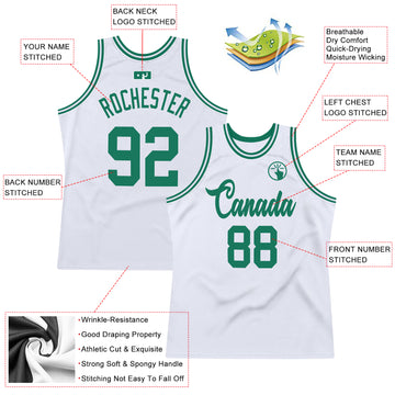 Custom White Kelly Green Authentic Throwback Basketball Jersey