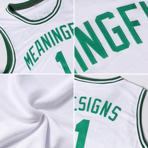 Custom White Kelly Green Authentic Throwback Basketball Jersey