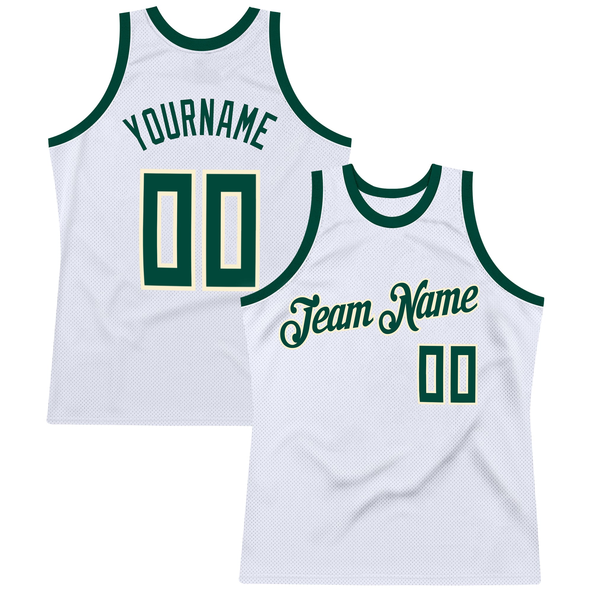 Custom Basketball Jersey Cream Red-Hunter Green Authentic Throwback -  Personalized Name, Number, Team Logo