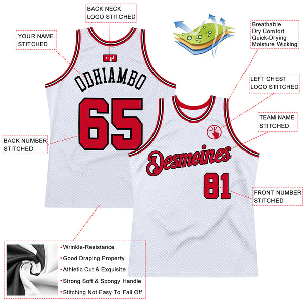 Custom White Black-Red Authentic Split Fashion Basketball Jersey Discount