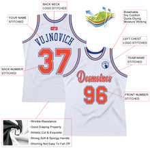 Load image into Gallery viewer, Custom White Orange-Royal Authentic Throwback Basketball Jersey
