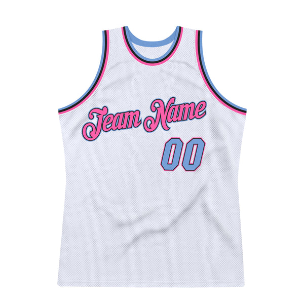 Sale Build Light Blue Basketball Authentic Pink Throwback Jersey White –  CustomJerseysPro