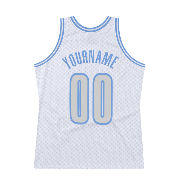 Custom Team White Basketball Light Blue Rib-Knit Jersey Red