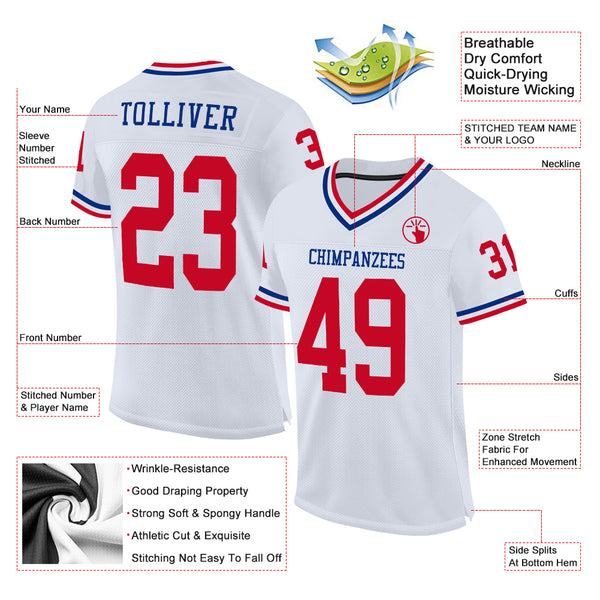 Cheap Custom Red White-Gold Mesh Authentic Throwback Football Jersey Free  Shipping – CustomJerseysPro