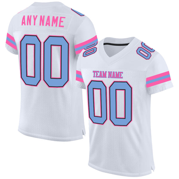 Custom Pink Pink-White Mesh Authentic Football Jersey