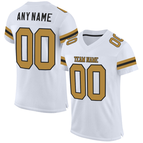 Cheap Custom White Old Gold-Black Mesh Authentic Football Jersey Free  Shipping – CustomJerseysPro