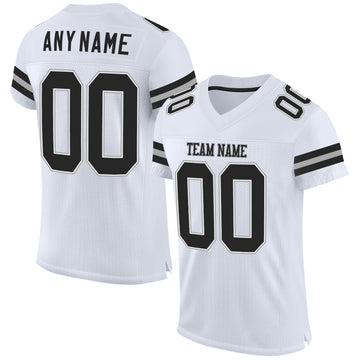 Custom White Black-Gray Mesh Authentic Football Jersey