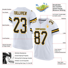 Load image into Gallery viewer, Custom White Black-Gold Mesh Authentic Football Jersey
