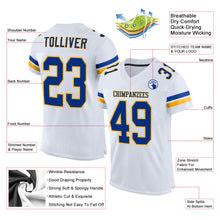 Load image into Gallery viewer, Custom White Royal-Gold Mesh Authentic Football Jersey
