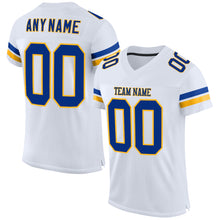 Laden Sie das Bild in den Galerie-Viewer, Custom White Royal-Gold Mesh Authentic Football Jersey
