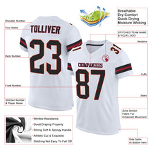 Load image into Gallery viewer, Custom White Black-Cardinal Mesh Authentic Football Jersey
