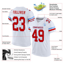 Load image into Gallery viewer, Custom White Red-Light Blue Mesh Authentic Football Jersey
