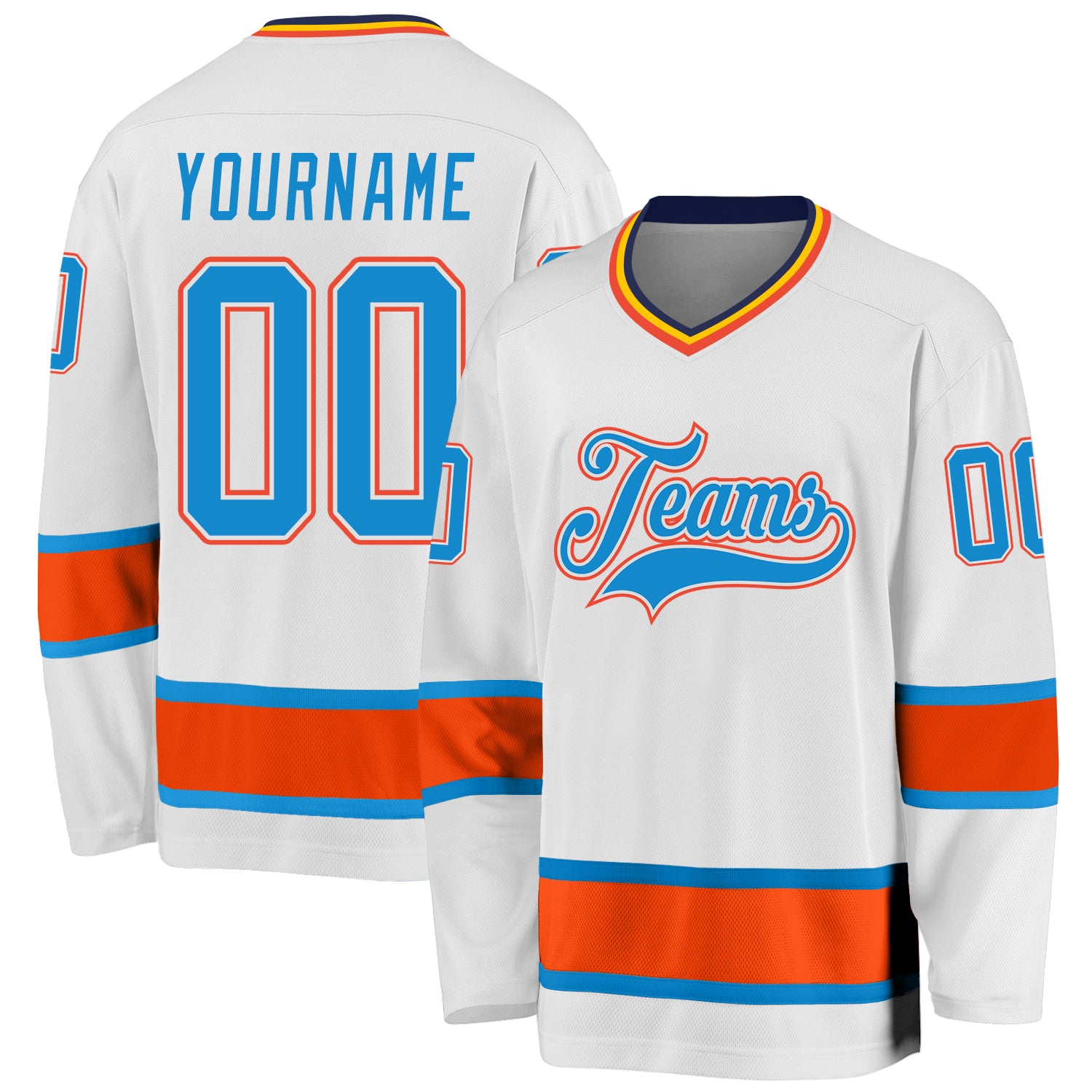 Cheap Custom White Blue-Orange Hockey Jersey Free Shipping –  CustomJerseysPro