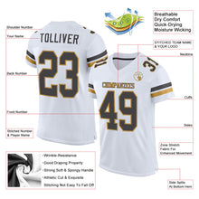 Charger l&#39;image dans la galerie, Custom White Steel Gray-Old Gold Mesh Authentic Football Jersey
