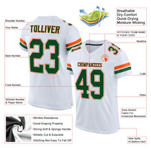 Load image into Gallery viewer, Custom White Green-Orange Mesh Authentic Football Jersey
