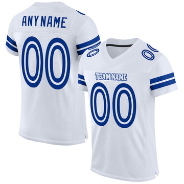 Custom White White-Royal Mesh Authentic Football Jersey