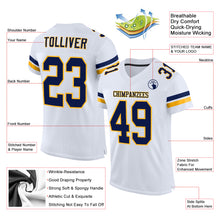 Charger l&#39;image dans la galerie, Custom White Navy-Gold Mesh Authentic Football Jersey
