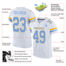 Charger l&#39;image dans la galerie, Custom White Light Blue-Gold Mesh Authentic Football Jersey
