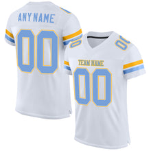 Charger l&#39;image dans la galerie, Custom White Light Blue-Gold Mesh Authentic Football Jersey
