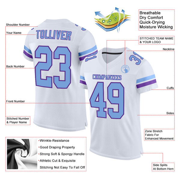 Cheap Custom Powder Blue Black-White Mesh Split Fashion Football Jersey  Free Shipping – CustomJerseysPro