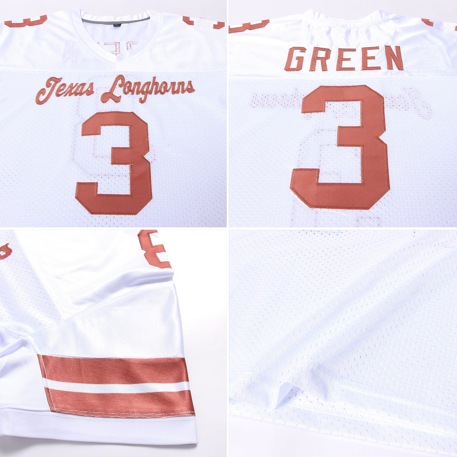 Custom Green Orange-White Authentic Football Jersey Youth Size:S