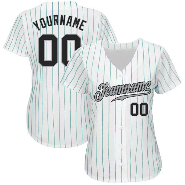 Cheap Custom Aqua White Pinstripe Black Authentic Baseball Jersey Free  Shipping – CustomJerseysPro