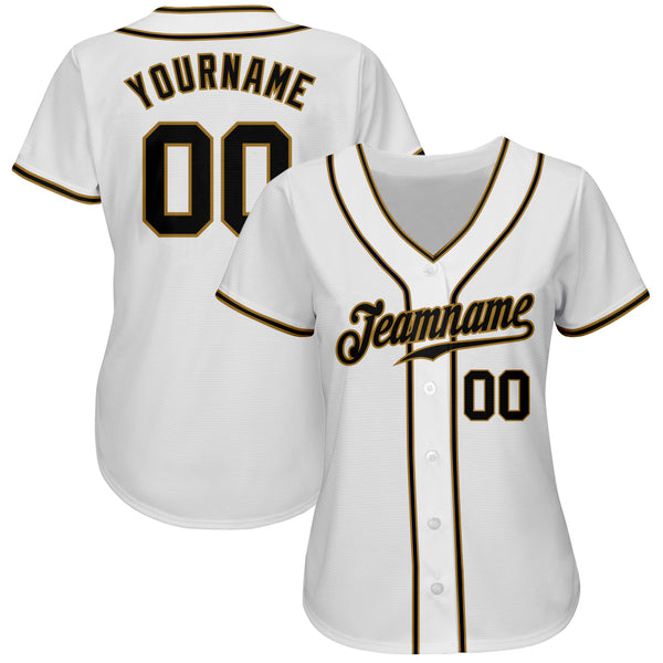 Custom Old Gold Black-White Authentic Baseball Jersey