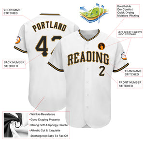 Custom White Black-Old Gold Authentic Baseball Jersey