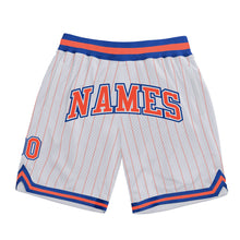 Load image into Gallery viewer, Custom White Orange Pinstripe Orange-Royal Authentic Basketball Shorts
