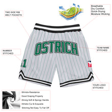 Laden Sie das Bild in den Galerie-Viewer, Custom White Kelly Green Pinstripe Kelly Green-Black Authentic Basketball Shorts
