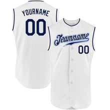 Загрузить изображение в средство просмотра галереи, Custom White Navy Authentic Sleeveless Baseball Jersey
