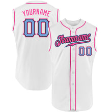 Загрузить изображение в средство просмотра галереи, Custom White Light Blue-Pink Authentic Sleeveless Baseball Jersey
