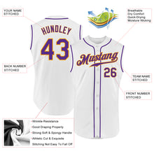 Charger l&#39;image dans la galerie, Custom White Purple-Gold Authentic Sleeveless Baseball Jersey
