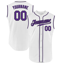 Charger l&#39;image dans la galerie, Custom White Purple-Black Authentic Sleeveless Baseball Jersey
