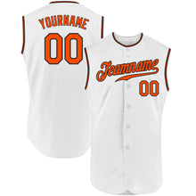 Laden Sie das Bild in den Galerie-Viewer, Custom White Orange-Black Authentic Sleeveless Baseball Jersey
